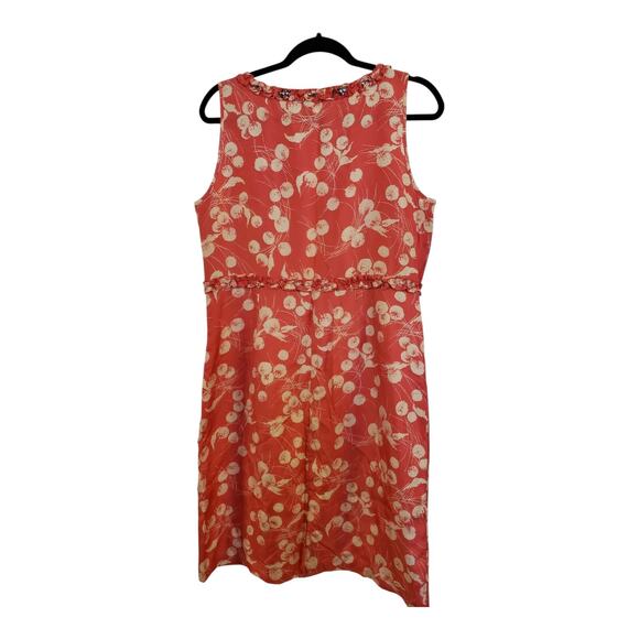 Boden Limited Edition Pink Silk Floral Rhinestone Ruffle Sheath Dress Womens 12 - Picture 3 of 15